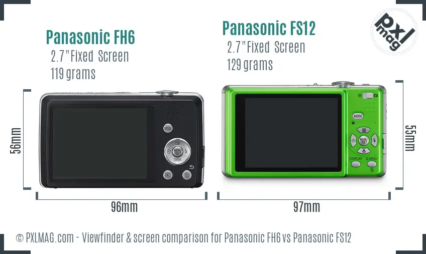 Panasonic FH6 vs Panasonic FS12 Screen and Viewfinder comparison