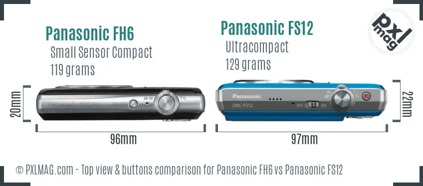 Panasonic FH6 vs Panasonic FS12 top view buttons comparison