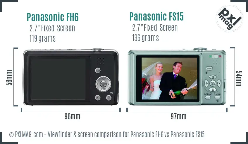 Panasonic FH6 vs Panasonic FS15 Screen and Viewfinder comparison