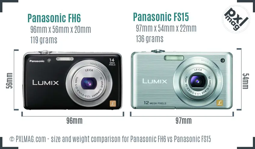 Panasonic FH6 vs Panasonic FS15 size comparison