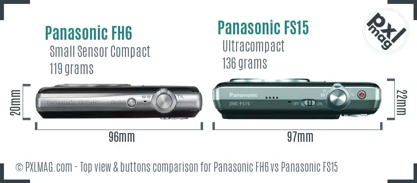 Panasonic FH6 vs Panasonic FS15 top view buttons comparison