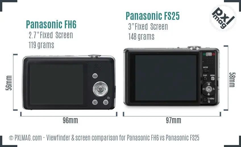Panasonic FH6 vs Panasonic FS25 Screen and Viewfinder comparison