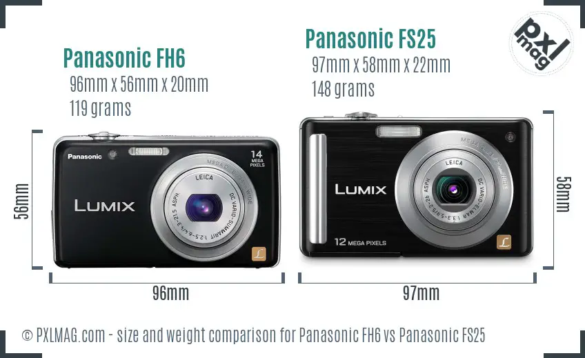 Panasonic FH6 vs Panasonic FS25 size comparison