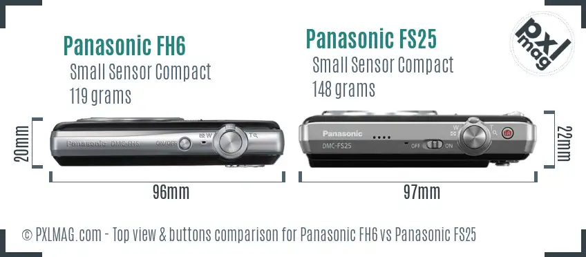 Panasonic FH6 vs Panasonic FS25 top view buttons comparison