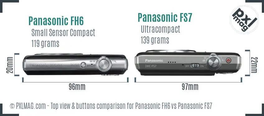 Panasonic FH6 vs Panasonic FS7 top view buttons comparison Panasonic FH6 vs Panasonic FS7 top view buttons comparison