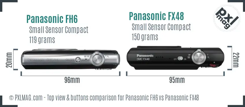 Panasonic FH6 vs Panasonic FX48 top view buttons comparison