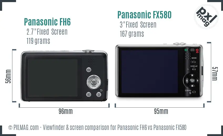 Panasonic FH6 vs Panasonic FX580 Screen and Viewfinder comparison