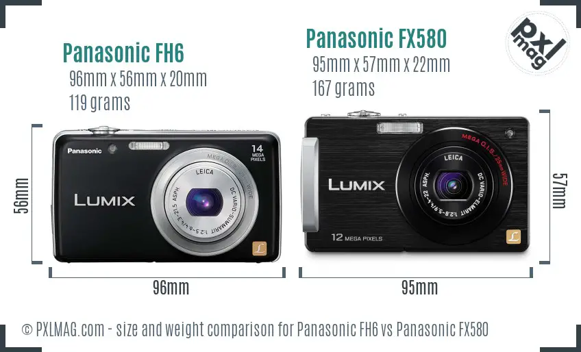 Panasonic FH6 vs Panasonic FX580 size comparison