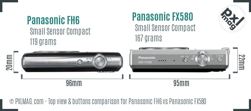 Panasonic FH6 vs Panasonic FX580 top view buttons comparison