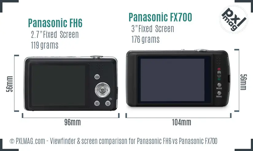 Panasonic FH6 vs Panasonic FX700 Screen and Viewfinder comparison