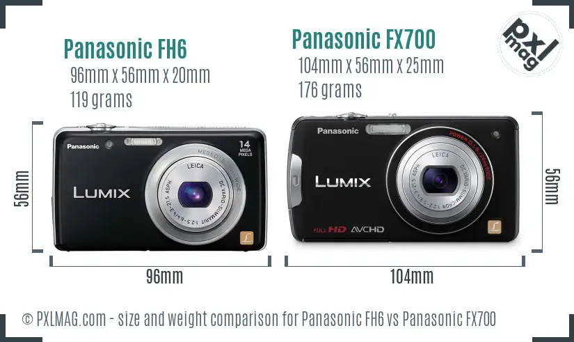 Panasonic FH6 vs Panasonic FX700 size comparison