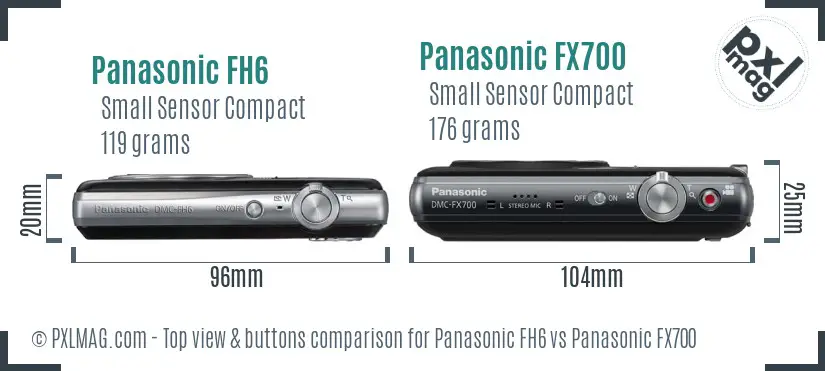 Panasonic FH6 vs Panasonic FX700 top view buttons comparison