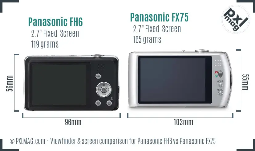 Panasonic FH6 vs Panasonic FX75 Screen and Viewfinder comparison