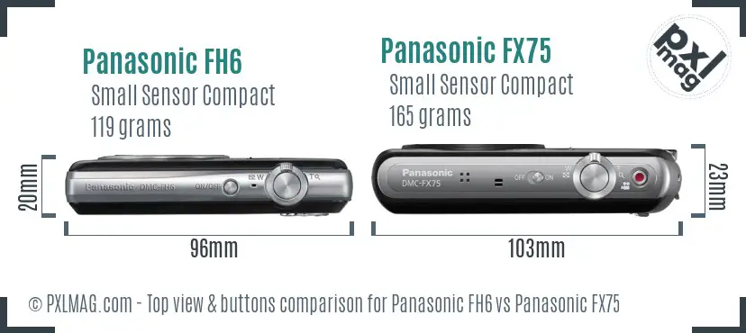 Panasonic FH6 vs Panasonic FX75 top view buttons comparison