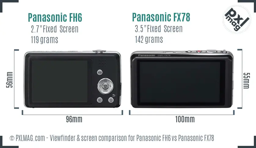 Panasonic FH6 vs Panasonic FX78 Screen and Viewfinder comparison