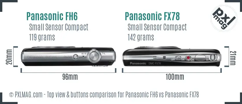 Panasonic FH6 vs Panasonic FX78 top view buttons comparison