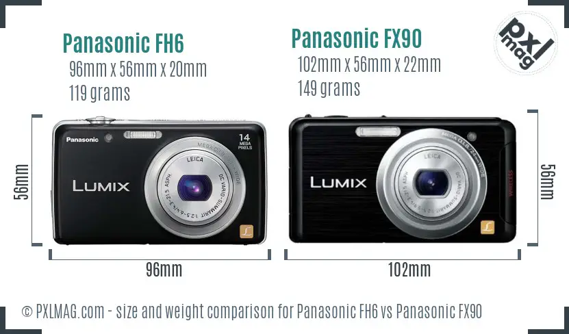 Panasonic FH6 vs Panasonic FX90 size comparison