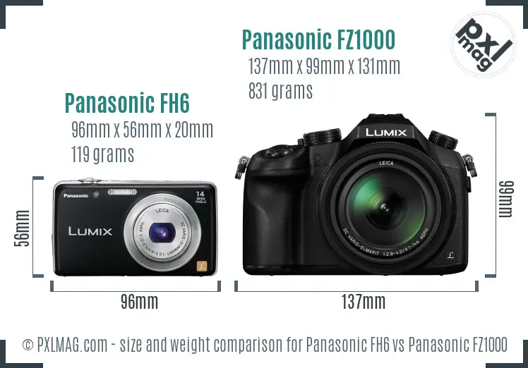 Panasonic FH6 vs Panasonic FZ1000 size comparison