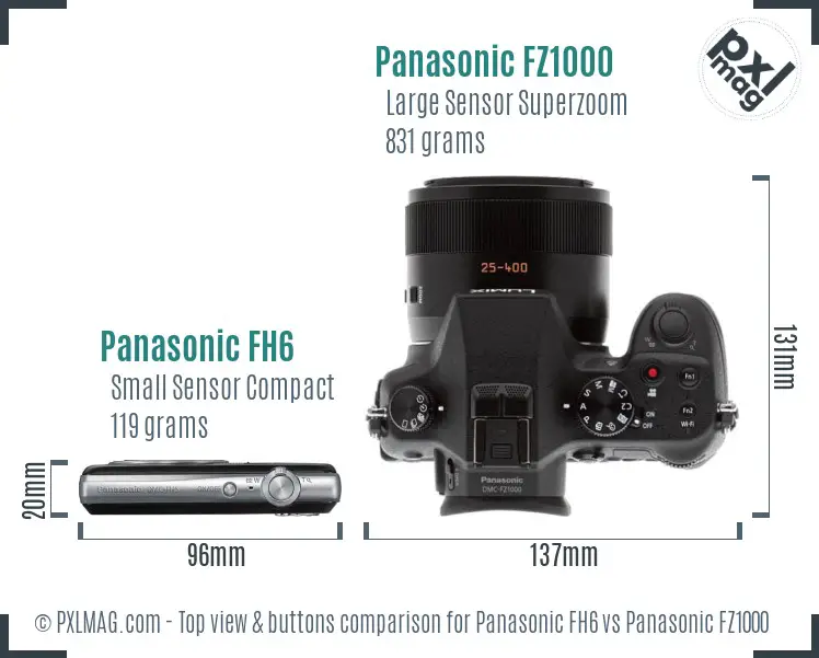 Panasonic FH6 vs Panasonic FZ1000 top view buttons comparison