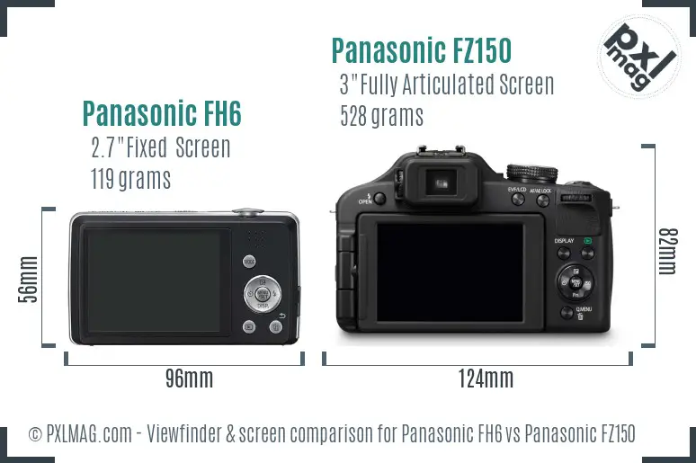 Panasonic FH6 vs Panasonic FZ150 Screen and Viewfinder comparison Panasonic FH6 vs Panasonic FZ150 Screen and Viewfinder comparison