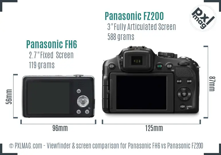 Panasonic FH6 vs Panasonic FZ200 Screen and Viewfinder comparison