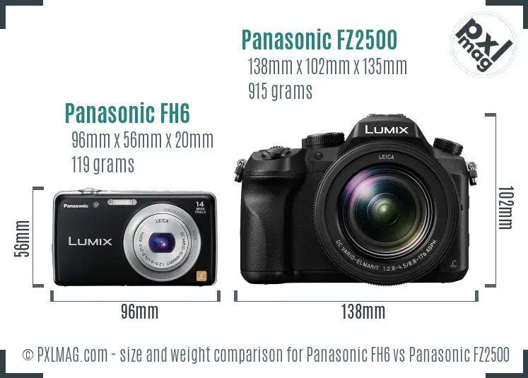Panasonic FH6 vs Panasonic FZ2500 size comparison Panasonic FH6 vs Panasonic FZ2500 size comparison