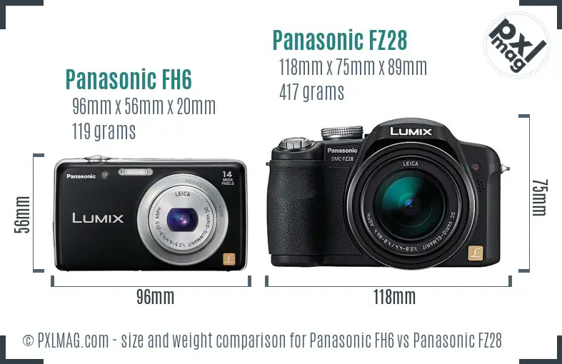 Panasonic FH6 vs Panasonic FZ28 size comparison