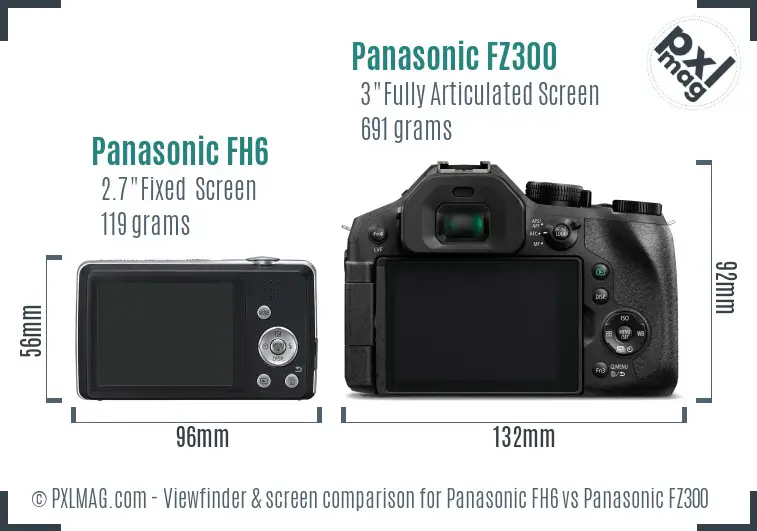 Panasonic FH6 vs Panasonic FZ300 Screen and Viewfinder comparison Panasonic FH6 vs Panasonic FZ300 Screen and Viewfinder comparison