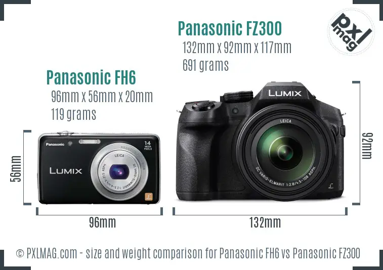 Panasonic FH6 vs Panasonic FZ300 size comparison Panasonic FH6 vs Panasonic FZ300 size comparison