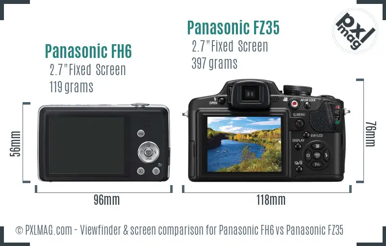 Panasonic FH6 vs Panasonic FZ35 Screen and Viewfinder comparison