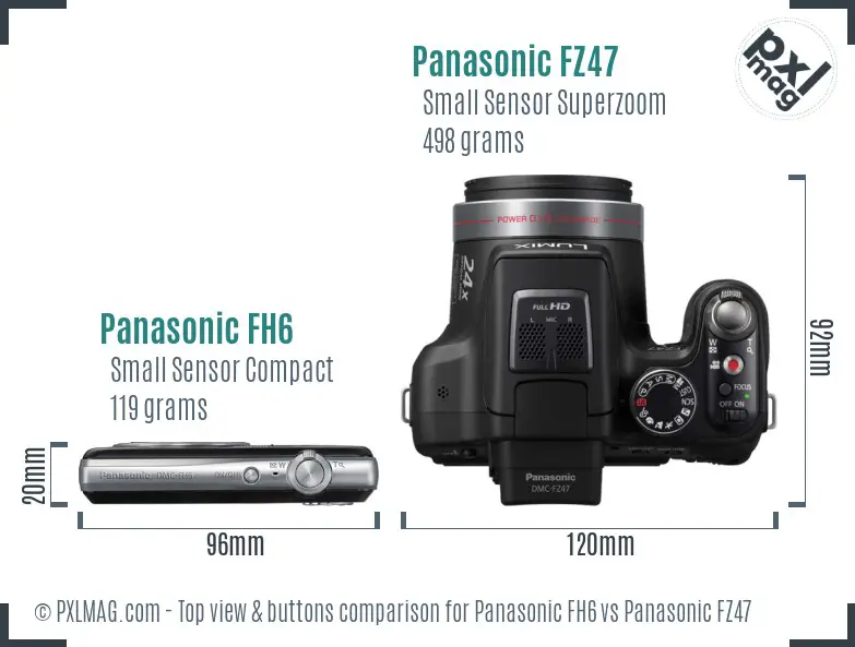 Panasonic FH6 vs Panasonic FZ47 top view buttons comparison