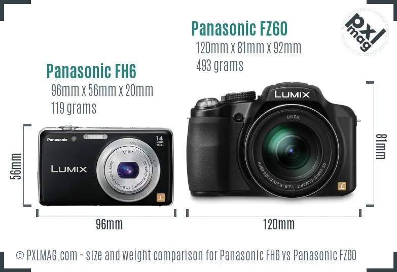 Panasonic FH6 vs Panasonic FZ60 size comparison