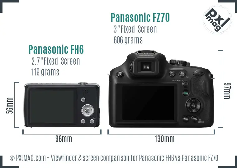 Panasonic FH6 vs Panasonic FZ70 Screen and Viewfinder comparison