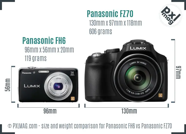 Panasonic FH6 vs Panasonic FZ70 size comparison