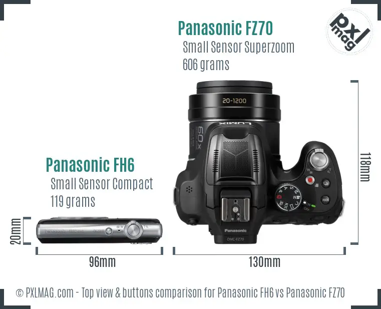 Panasonic FH6 vs Panasonic FZ70 top view buttons comparison