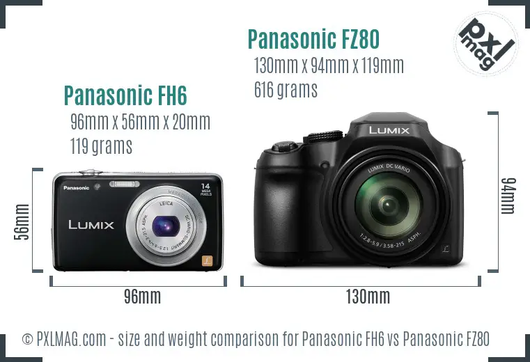 Panasonic FH6 vs Panasonic FZ80 size comparison