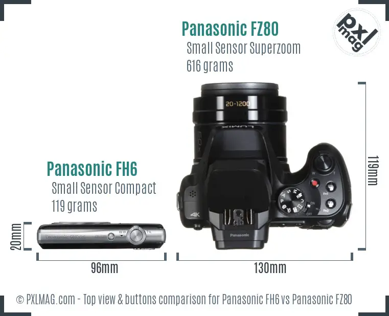 Panasonic FH6 vs Panasonic FZ80 top view buttons comparison