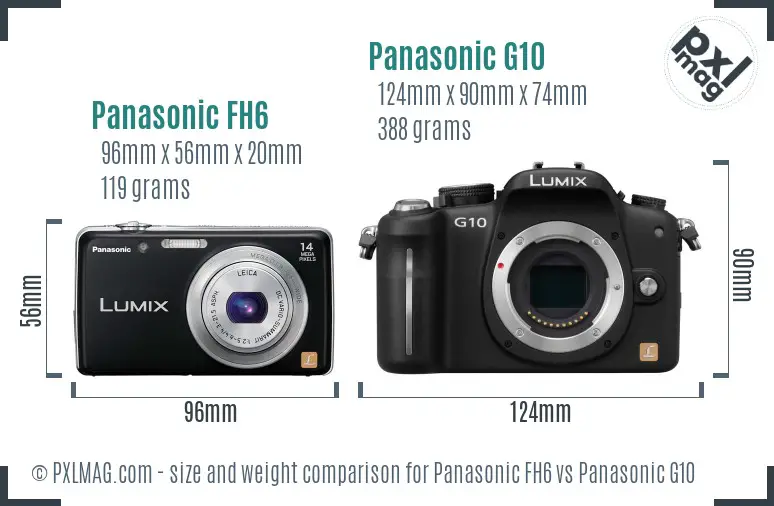 Panasonic FH6 vs Panasonic G10 size comparison