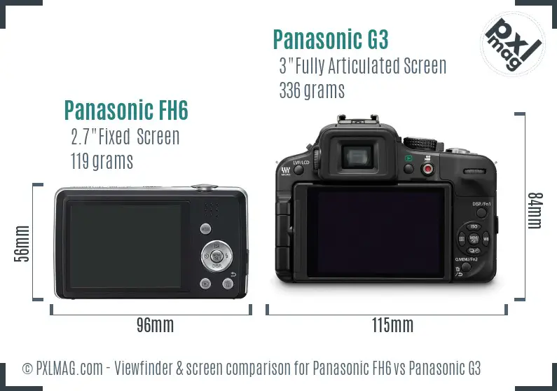Panasonic FH6 vs Panasonic G3 Screen and Viewfinder comparison