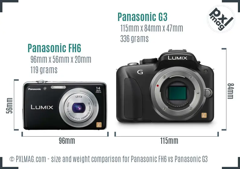 Panasonic FH6 vs Panasonic G3 size comparison