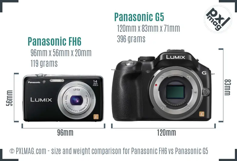 Panasonic FH6 vs Panasonic G5 size comparison