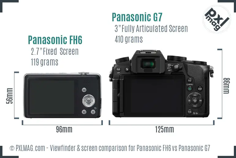 Panasonic FH6 vs Panasonic G7 Screen and Viewfinder comparison