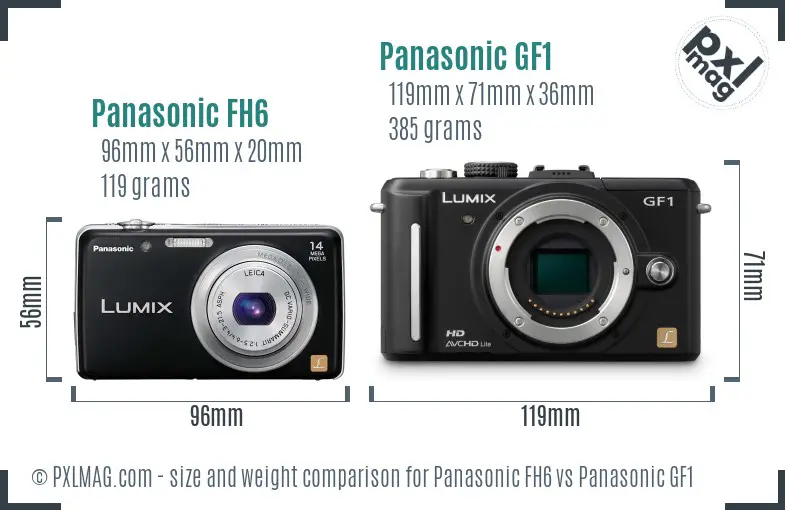 Panasonic FH6 vs Panasonic GF1 size comparison