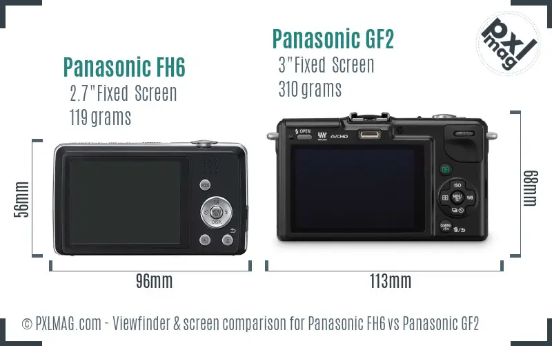 Panasonic FH6 vs Panasonic GF2 Screen and Viewfinder comparison