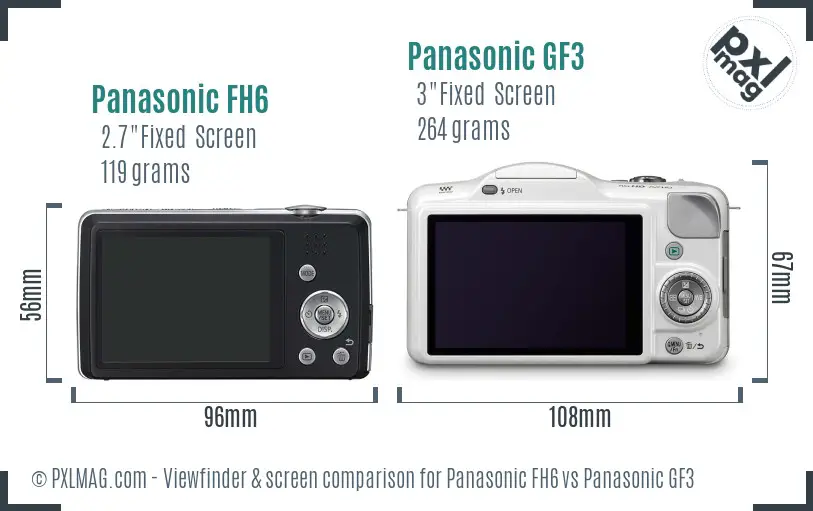 Panasonic FH6 vs Panasonic GF3 Screen and Viewfinder comparison