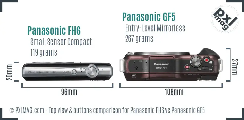 Panasonic FH6 vs Panasonic GF5 top view buttons comparison