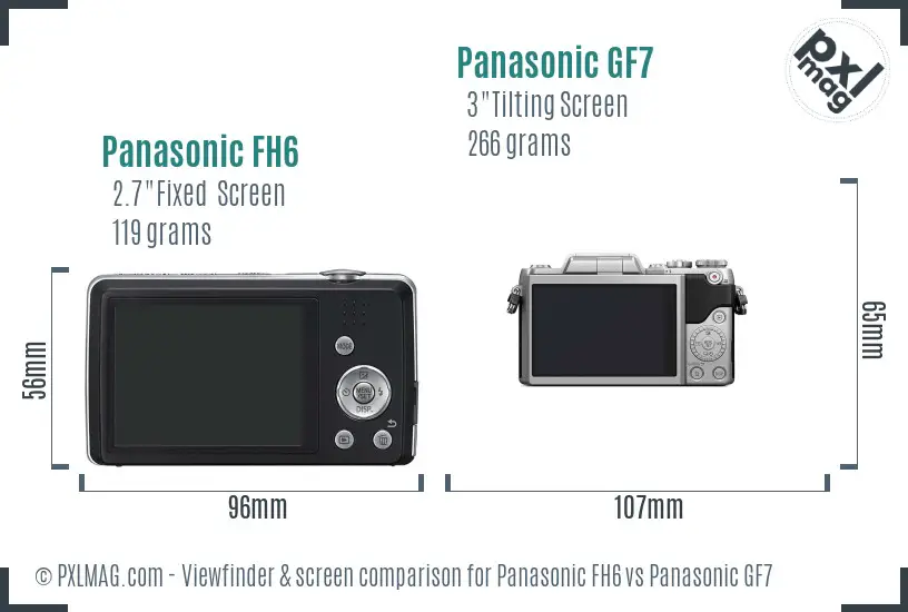 Panasonic FH6 vs Panasonic GF7 Screen and Viewfinder comparison