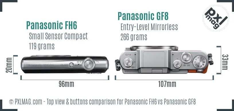 Panasonic FH6 vs Panasonic GF8 top view buttons comparison