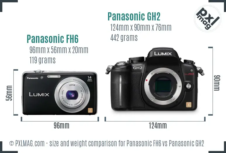 Panasonic FH6 vs Panasonic GH2 size comparison