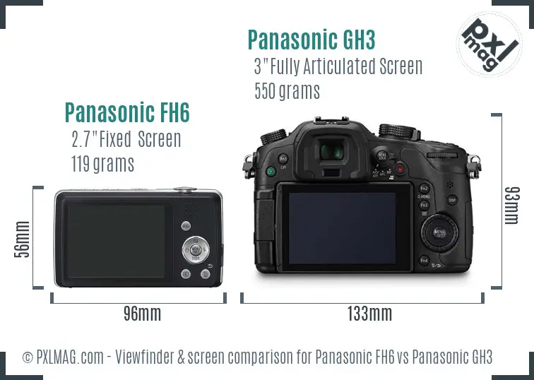 Panasonic FH6 vs Panasonic GH3 Screen and Viewfinder comparison Panasonic FH6 vs Panasonic GH3 Screen and Viewfinder comparison